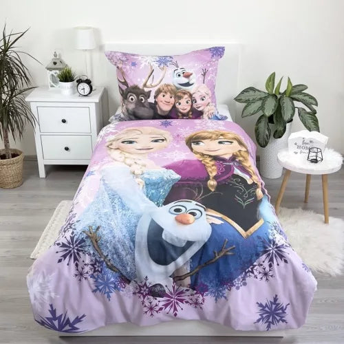 Disney Frozen roze paars dekbedovertrek - - Eenpersoons - 140 x 200 + 70 x 90 cm - Katoen