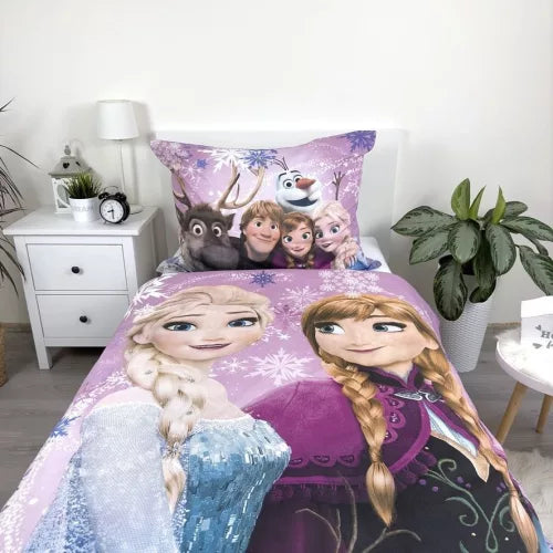 Disney Frozen roze paars dekbedovertrek - - Eenpersoons - 140 x 200 + 70 x 90 cm - Katoen