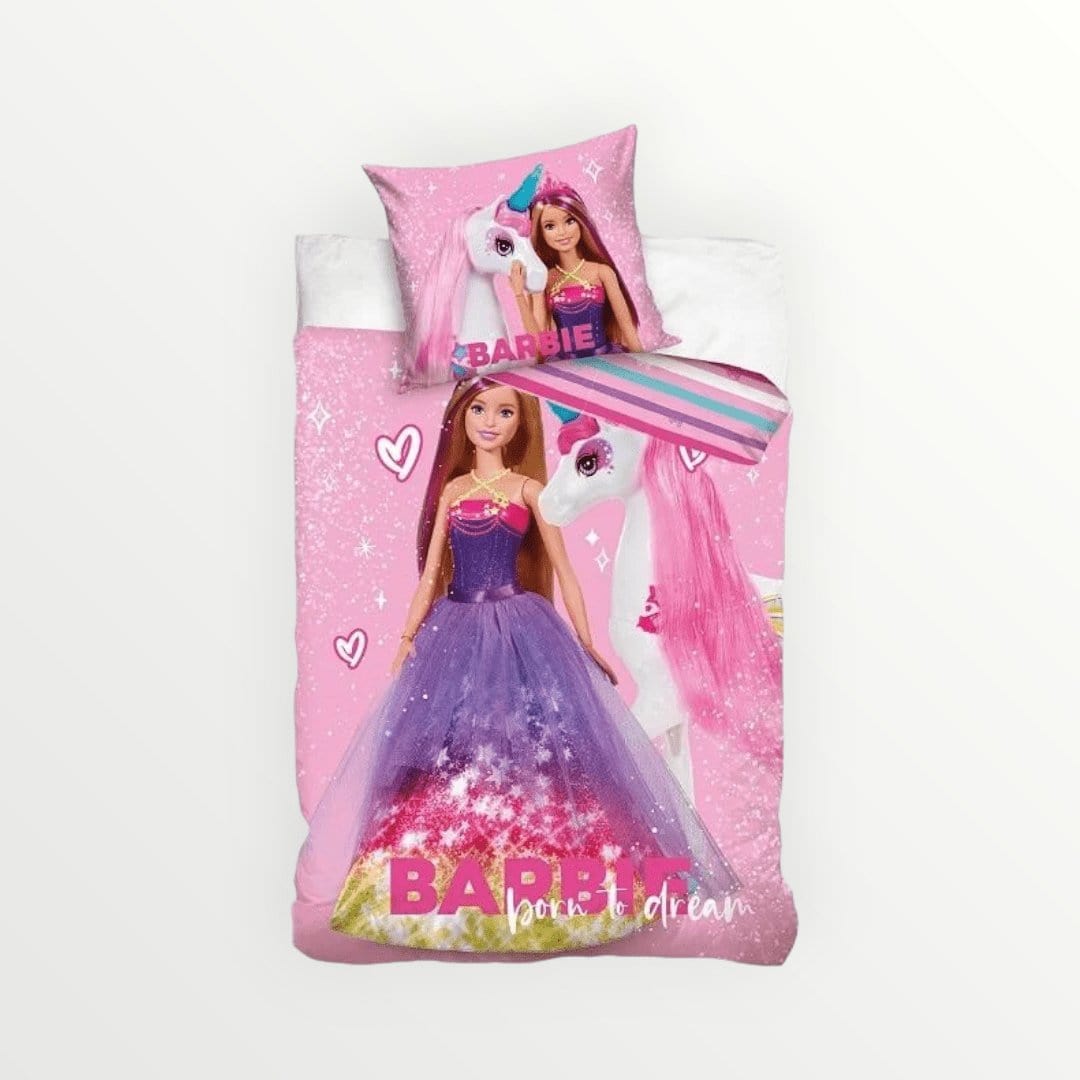 Barbie dekbedovertrek Unicorn - Eenpersoons - 140 x 200 + 60 x 70 cm - Katoen - Beddengoedparadijs