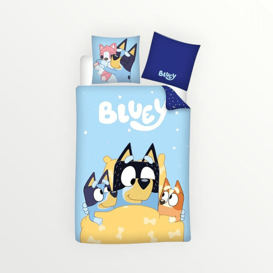 Bluey dekbedovertrek lichtblauw - Eenpersoons - 140 x 200 + 65 x 65 cm - Katoen - Beddengoedparadijs