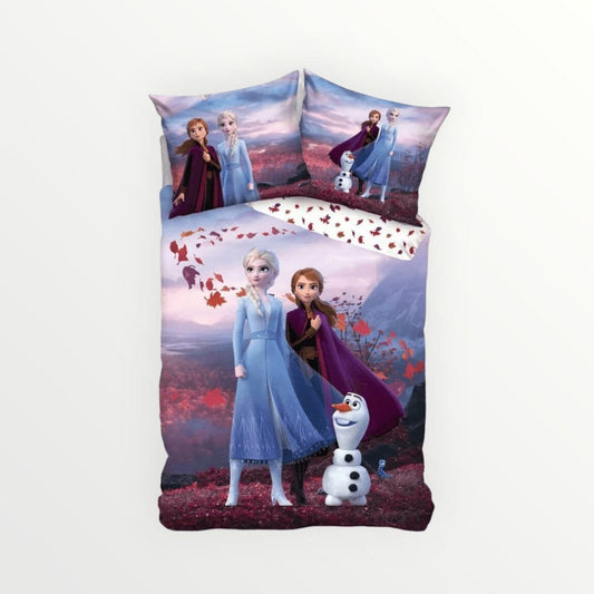 Disney Frozen dekbedovertrek Leaves - Eenpersoons - 140 x 200 + 60 x 70 cm - Katoen - Beddengoedparadijs