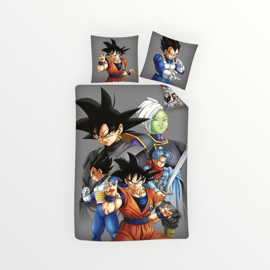 Dragon Ball Z tweepersoons dekbedovertrek grijs - 200 x 240 + 65 x 65 cm - Katoen - Beddengoedparadijs