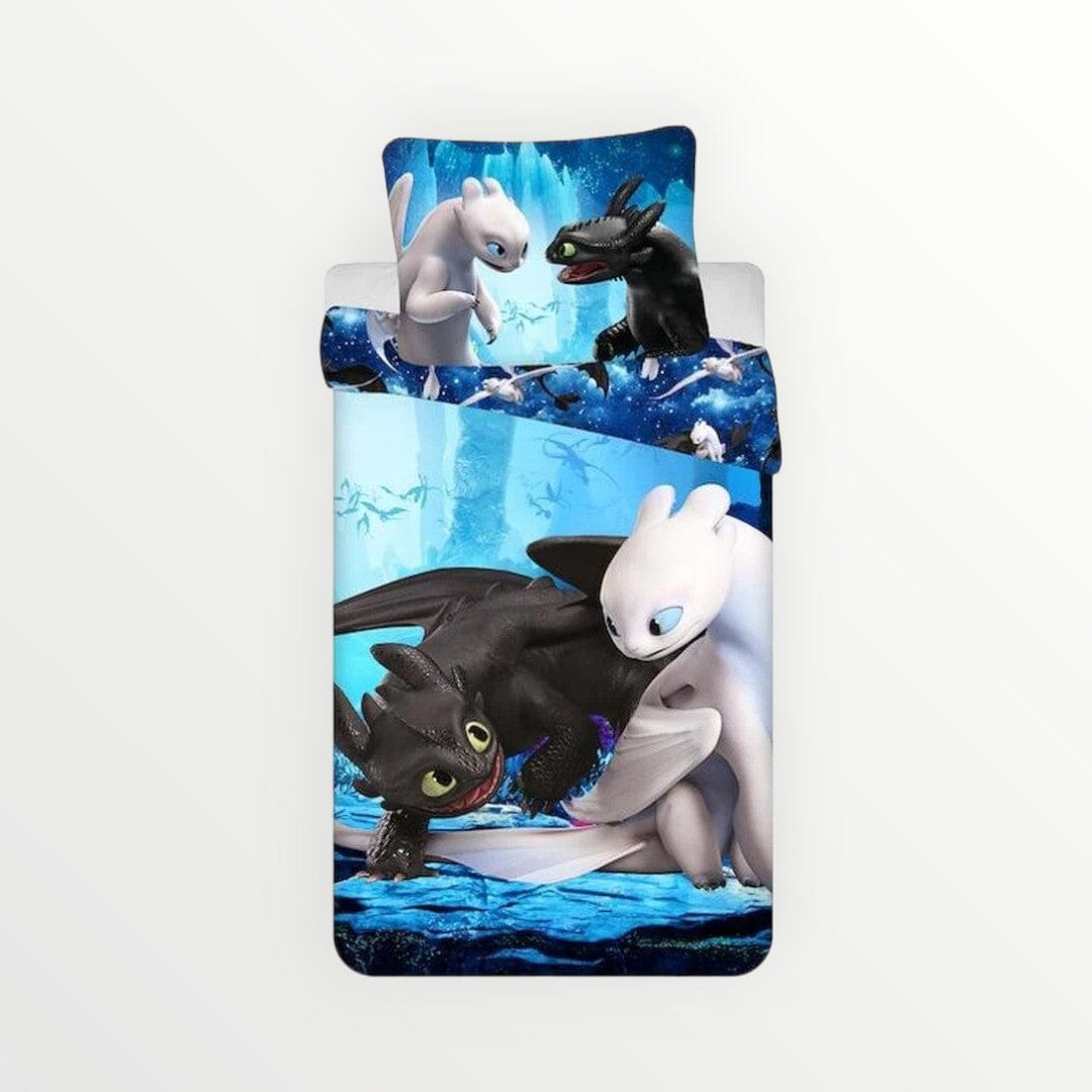 Hoe Tem je een Draak dekbedovertrek Toothless & Light Fury – Eenpersoons - 140 x 200 + 70 x 90 cm - Polyester - Beddengoedparadijs