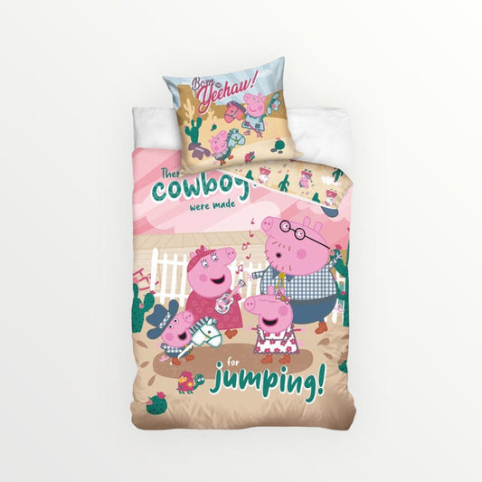 Peppa Pig dekbedovertrek Cowboys - Eenpersoons - 140 x 200 + 70 x 90 cm - Katoen - Beddengoedparadijs