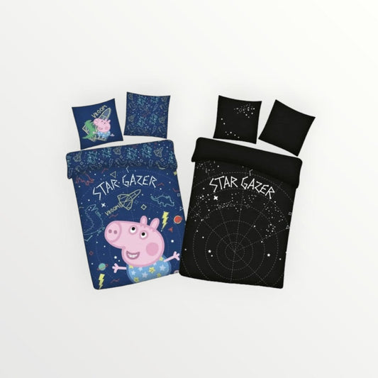 Peppa Pig dekbedovertrek Star Gazer - Peuter - 100 x 135 + 40 x 60 cm - Katoen - Beddengoedparadijs