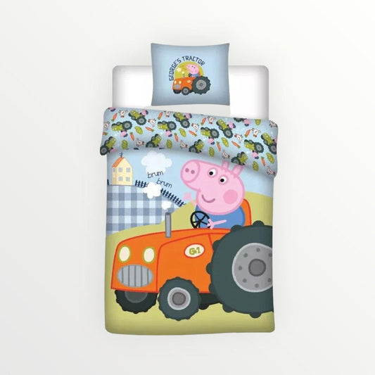 Peppa Pig dekbedovertrek tractor Glow in the Dark- Eenpersoons - 140 x 200 + 70 x 90 cm - Katoen - Beddengoedparadijs