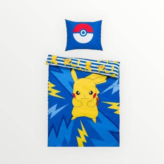 Pokemon dekbedovertrek Pikachu blauw - Eenpersoons - 140 x 200 + 70 x 90 cm - Beddengoedparadijs