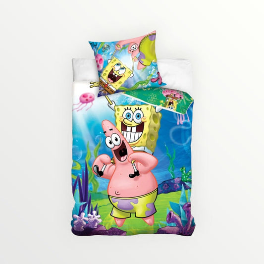 SpongeBob eenpersoons dekbedovertrek Fun with Patrick - katoen - Beddengoedparadijs